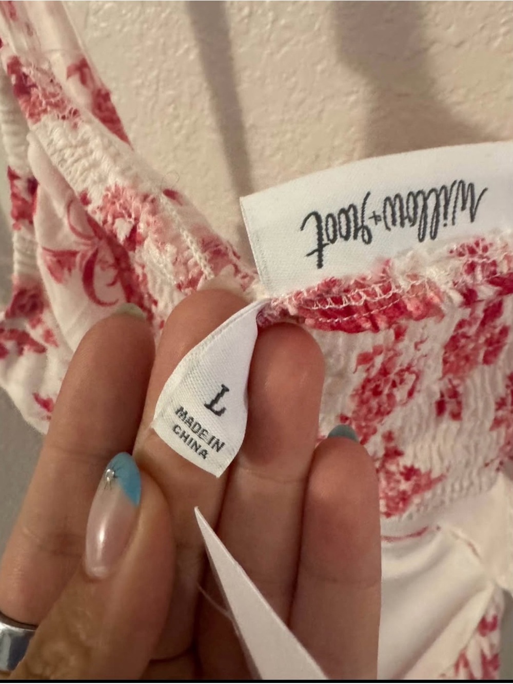 Floral Tie-Shoulder Mini Dress in White with Red Rose Print - Picture 3 of 4